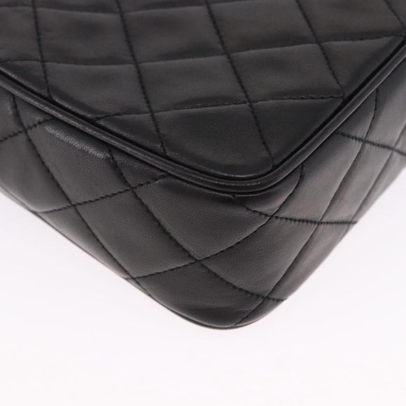 CHANEL Matelasse Chain Shoulder Bag Lamb Skin Black Gold CC Auth 200580V
