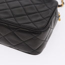 CHANEL Matelasse Chain Shoulder Bag Lamb Skin Black Gold CC Auth 200580V-13