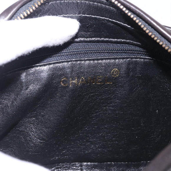CHANEL Matelasse Chain Shoulder Bag Lamb Skin Black Gold CC Auth 200580V