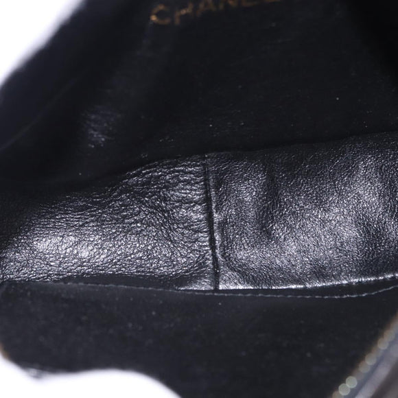 CHANEL Matelasse Chain Shoulder Bag Lamb Skin Black Gold CC Auth 200580V