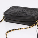 CHANEL Matelasse Chain Shoulder Bag Lamb Skin Black Gold CC Auth 200580V-6