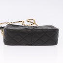 CHANEL Matelasse Chain Shoulder Bag Lamb Skin Black Gold CC Auth 200580V-9
