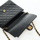 CHANEL Chain Matelasse Shoulder Bag Lamb Skin Black Gold CC Auth 200581SAM-20