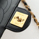 CHANEL Chain Matelasse Shoulder Bag Lamb Skin Black Gold CC Auth 200581SAM-22