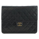 CHANEL Chain Matelasse Shoulder Bag Lamb Skin Black Gold CC Auth 200581SAM-13