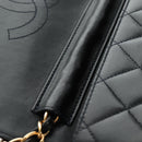 CHANEL Chain Matelasse Shoulder Bag Lamb Skin Black Gold CC Auth 200581SAM-24
