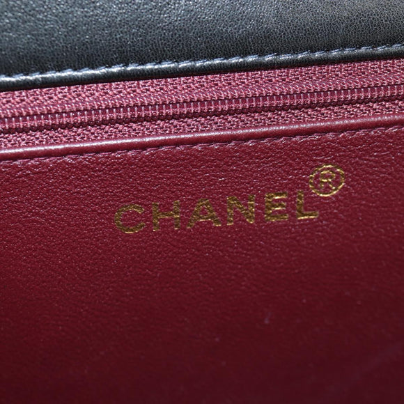 CHANEL Chain Matelasse Shoulder Bag Lamb Skin Black Gold CC Auth 200581SAM