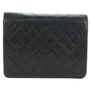 CHANEL Chain Matelasse Shoulder Bag Lamb Skin Black Gold CC Auth 200581SAM-2