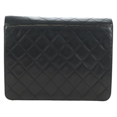 CHANEL Chain Matelasse Shoulder Bag Lamb Skin Black Gold CC Auth 200581SAM - 0