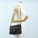 CHANEL Chain Matelasse Shoulder Bag Lamb Skin Black Gold CC Auth 200581SAM-31