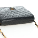 CHANEL Chain Matelasse Shoulder Bag Lamb Skin Black Gold CC Auth 200581SAM-6