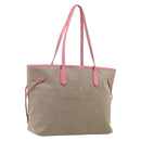 PRADA Tote Bag Canvas Jacquard Brown Gold Auth 200586V-1