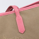 PRADA Tote Bag Canvas Jacquard Brown Gold Auth 200586V-9