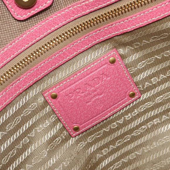 PRADA Tote Bag Canvas Jacquard Brown Gold Auth 200586V