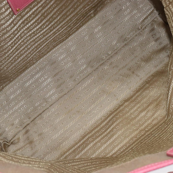 PRADA Tote Bag Canvas Jacquard Brown Gold Auth 200586V
