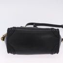 CELINE Luggage Nano Shopper Hand Bag Leather 2way Black Gold Auth 200587M-5