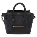 CELINE Luggage Nano Shopper Hand Bag Leather 2way Black Gold Auth 200587M-13