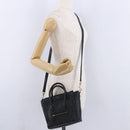 CELINE Luggage Nano Shopper Hand Bag Leather 2way Black Gold Auth 200587M-25