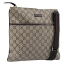 GUCCI GG Supreme Shoulder Bag PVC Beige Silver 141626 Auth 200589-1