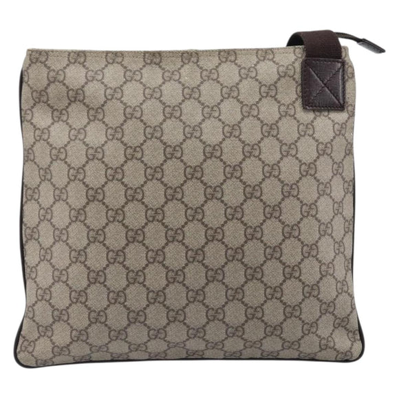 GUCCI GG Supreme Shoulder Bag PVC Beige Silver 141626 Auth 200589