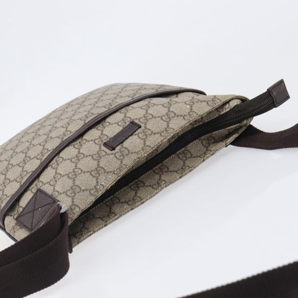 GUCCI GG Supreme Shoulder Bag PVC Beige Silver 141626 Auth 200589