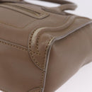 CELINE Luggage Nano Shopper Hand Bag Leather 2way Beige Gold Auth 200630A-16