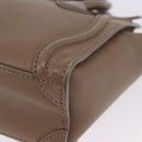 CELINE Luggage Nano Shopper Hand Bag Leather 2way Beige Gold Auth 200630A-18
