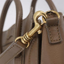CELINE Luggage Nano Shopper Hand Bag Leather 2way Beige Gold Auth 200630A-19