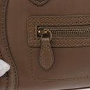CELINE Luggage Nano Shopper Hand Bag Leather 2way Beige Gold Auth 200630A-21