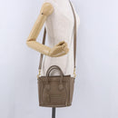 CELINE Luggage Nano Shopper Hand Bag Leather 2way Beige Gold Auth 200630A-27