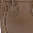 CELINE Luggage Nano Shopper Hand Bag Leather 2way Beige Gold Auth 200630A-3