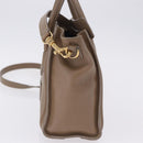CELINE Luggage Nano Shopper Hand Bag Leather 2way Beige Gold Auth 200630A-4