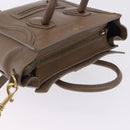 CELINE Luggage Nano Shopper Hand Bag Leather 2way Beige Gold Auth 200630A-7