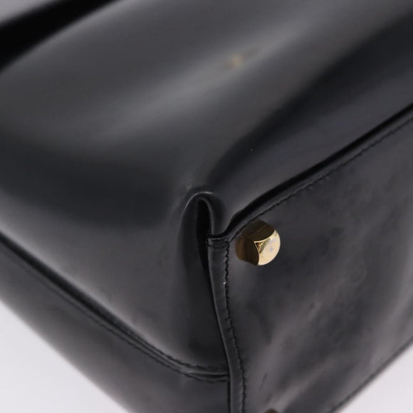 Salvatore Ferragamo Gancini Hand Bag Patent 2way Black Gold Tone Auth 200642