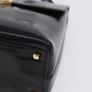 Salvatore Ferragamo Gancini Hand Bag Patent 2way Black Gold Tone Auth 200642-13