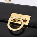Salvatore Ferragamo Gancini Hand Bag Patent 2way Black Gold Tone Auth 200642-16