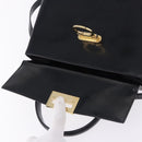 Salvatore Ferragamo Gancini Hand Bag Patent 2way Black Gold Tone Auth 200642-17