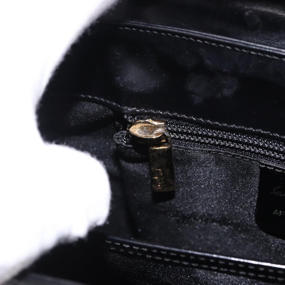 Salvatore Ferragamo Gancini Hand Bag Patent 2way Black Gold Tone Auth 200642