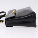 Salvatore Ferragamo Gancini Hand Bag Patent 2way Black Gold Tone Auth 200642-5