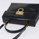 Salvatore Ferragamo Gancini Hand Bag Patent 2way Black Gold Tone Auth 200642-6