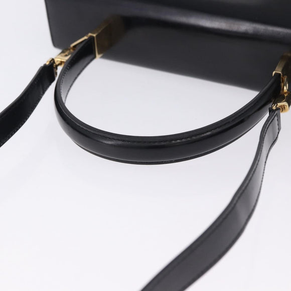 Salvatore Ferragamo Gancini Hand Bag Patent 2way Black Gold Tone Auth 200642