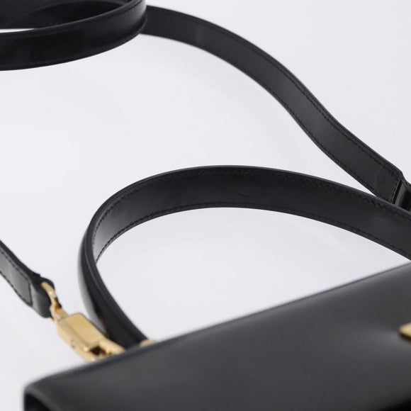 Salvatore Ferragamo Gancini Hand Bag Patent 2way Black Gold Tone Auth 200642