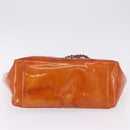 CHANEL Triple Coco Chain Shoulder Bag Patent Orange Silver CC Auth 200643-6
