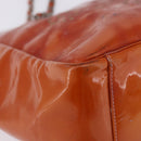 CHANEL Triple Coco Chain Shoulder Bag Patent Orange Silver CC Auth 200643-15