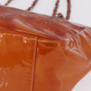 CHANEL Triple Coco Chain Shoulder Bag Patent Orange Silver CC Auth 200643-16