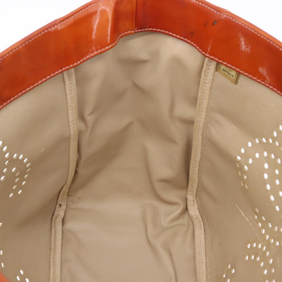 CHANEL Triple Coco Chain Shoulder Bag Patent Orange Silver CC Auth 200643