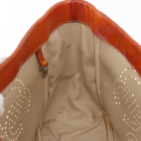 CHANEL Triple Coco Chain Shoulder Bag Patent Orange Silver CC Auth 200643
