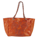 CHANEL Triple Coco Chain Shoulder Bag Patent Orange Silver CC Auth 200643-13