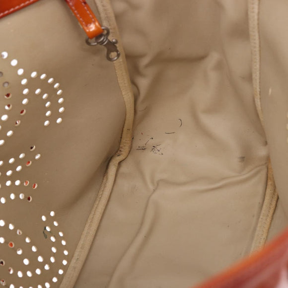CHANEL Triple Coco Chain Shoulder Bag Patent Orange Silver CC Auth 200643