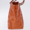 CHANEL Triple Coco Chain Shoulder Bag Patent Orange Silver CC Auth 200643-5